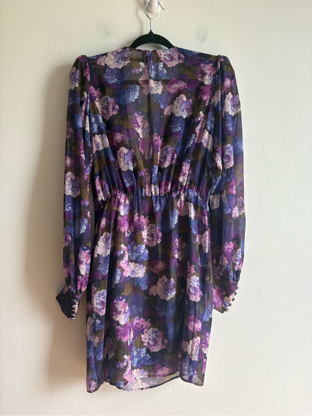 The Kooples Sz 8 Purple Floral Feminine Date Wedding Short Dress - Picture 10 of 13